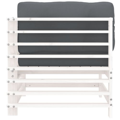 Ъглови дивани с възглавници, 2 бр, бели, борово дърво масив