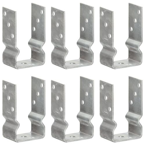 Оградни подпори 6 бр сребристи 8x6x15 см поцинкована стомана