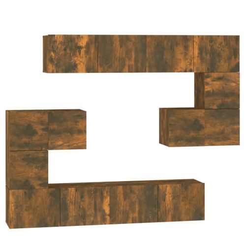 ТВ шкафове за стенен монтаж, oпушен дъб, инженерно дърво