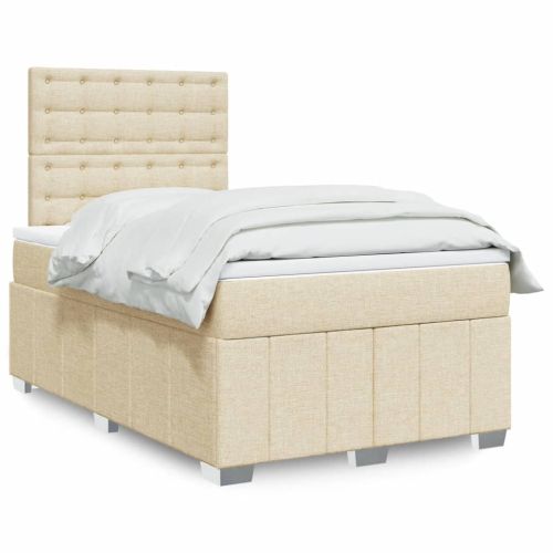 Боксспринг легло с матрак, кремаво, 120x200 см, плат