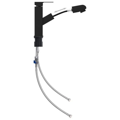 Смесител за баня с функция за издърпване, черен, 157x172 мм