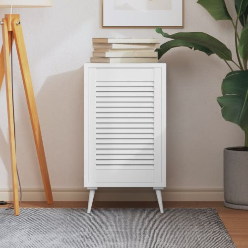 Врата за шкаф с решетен дизайн, бяла, 61,5x39,4 см, бор масив