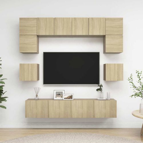Комплект ТВ шкафове от 8 части, дъб сонома, инженерно дърво