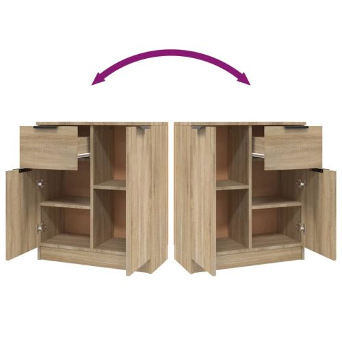 Сайдборди, 2 бр, дъб сонома, 60x30x70 см, инженерно дърво