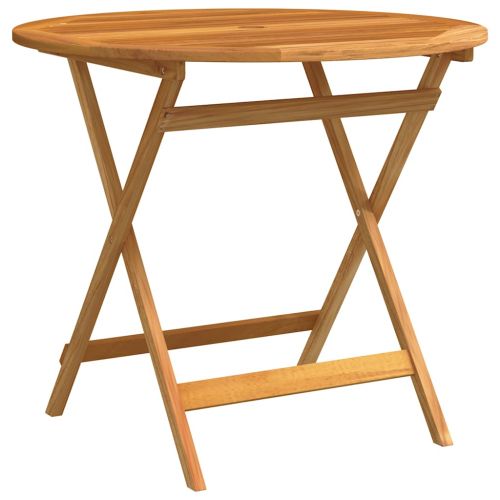 Сгъваема градинска маса, Ø90x75 см, евкалипт масив