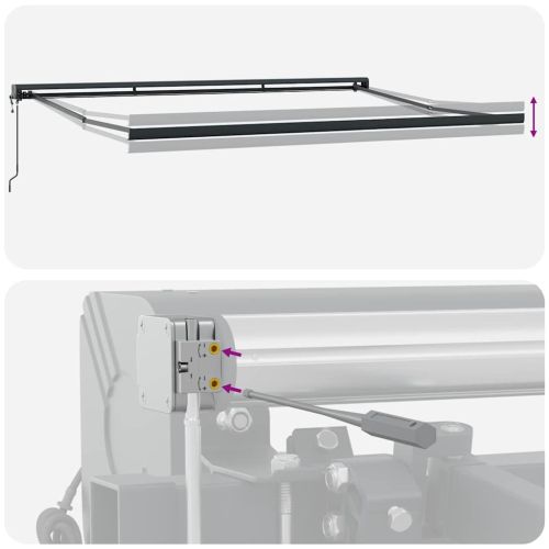 Прибираща се тента синьо и бяло 4x3 м плат и алуминий