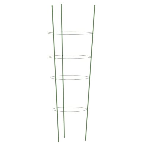 Стойки за цветя с 4 пръстена, 5 бр, зелени, 90 см, стомана