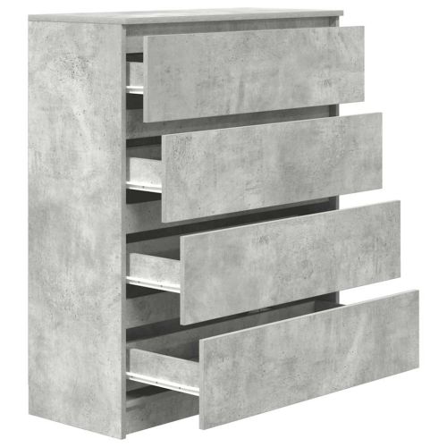 Сайдборд, бетонно сив, 80x35x99 см, инженерно дърво