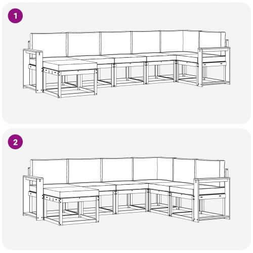 Комплект дивани за открито 7 pcs Естествено и светло сиво