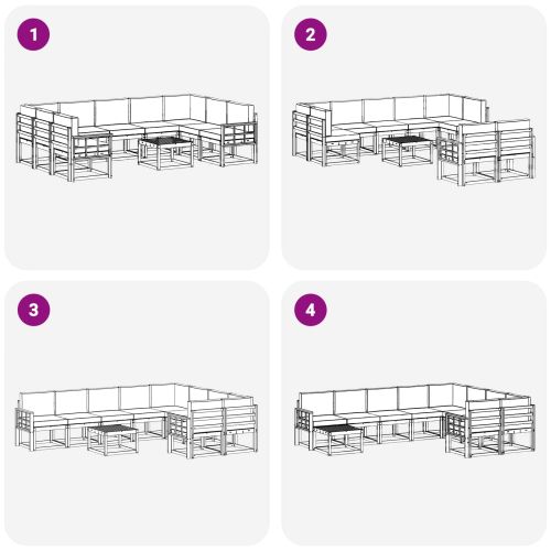 Комплект дивани за открито 10 pcs Натурален и Бежов