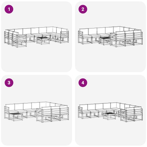 Комплект дивани за открито 11 pcs Натурален и Крема