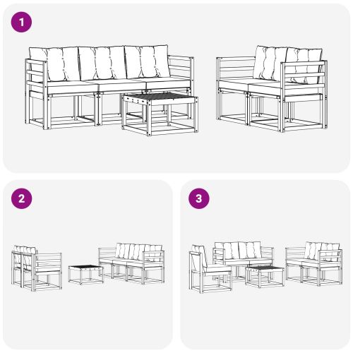 Комплект дивани за открито 6 pcs Естествено и черно