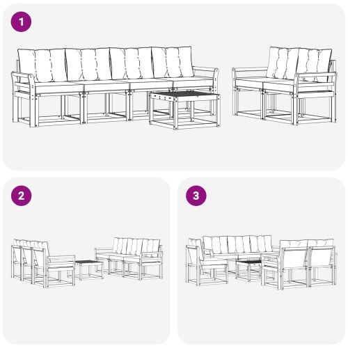 Комплект дивани за открито 7 pcs Естествено и черно