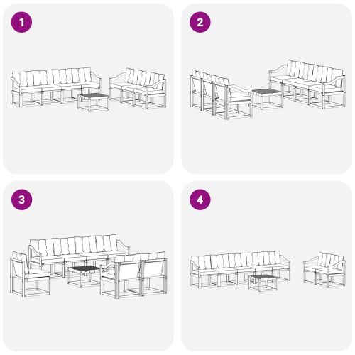 Комплект дивани за открито 8 pcs Натурален и Крема
