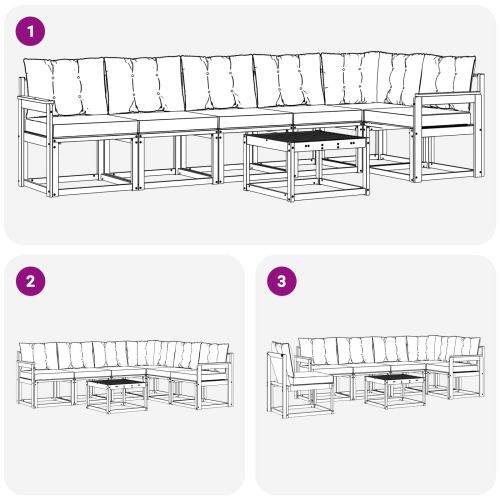 Комплект дивани за открито 7 pcs Естествено и светло сиво