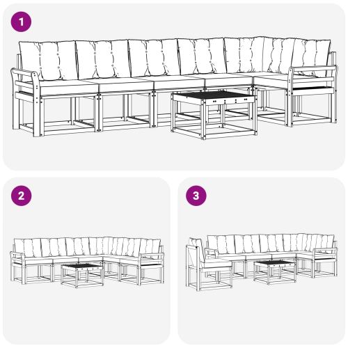 Комплект дивани за открито 7 pcs Естествено и светло сиво