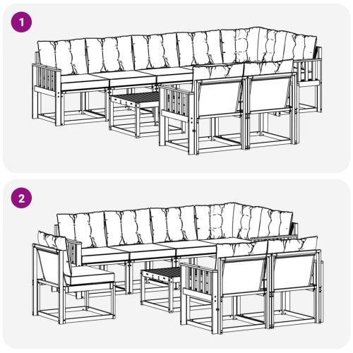 Комплект дивани за открито 9 pcs Естествено и черно