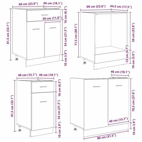 Комплект кухненски шкафове с чекмедже Lyon 8 pcs Сив Сонома