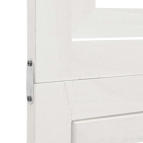 Разделител за стая, 3 панела, бял, дърво пауловния масив