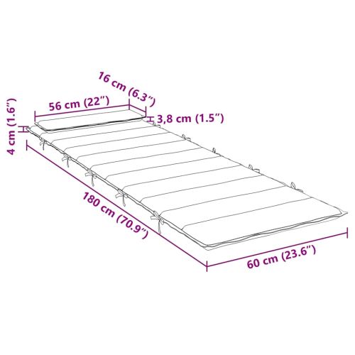 Шалте за шезлонг, сива, 180x60x4 см, Оксфорд плат