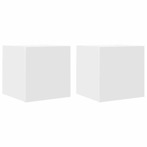 ТВ шкафове за стенен монтаж, 2 бр, бели, 30,5x30x30 см
