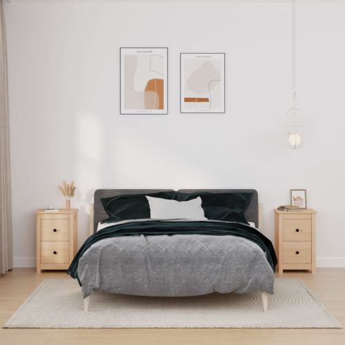 Нощни шкафчета, 2 бр, 40x35x61,5 см, борово дърво масив