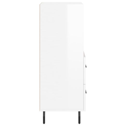 Сайдборд, бял гланц, 34,5x34x90 см, инженерно дърво