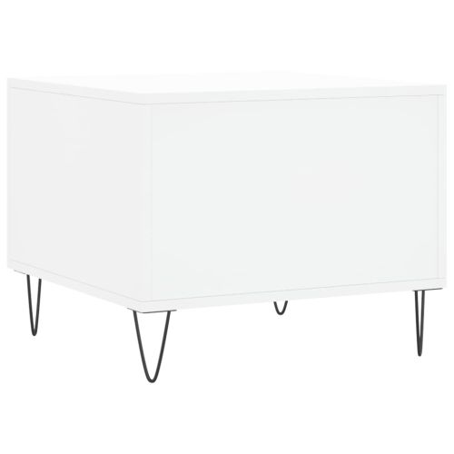 Кафе маси, 2 бр, бели, 50x50x40 см, инженерно дърво