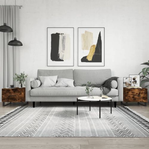 Кафе маси, 2 бр, опушен дъб, 50x50x40 см, инженерно дърво