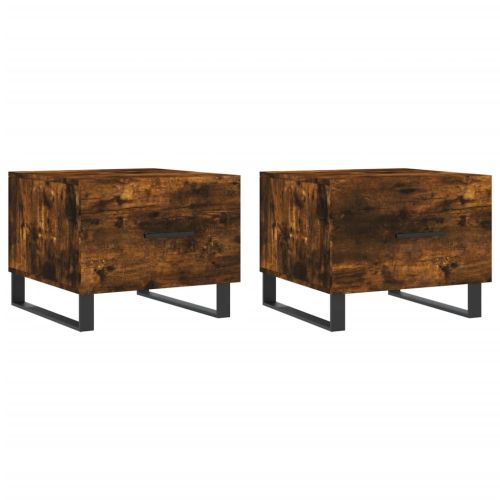 Кафе маси, 2 бр, опушен дъб, 50x50x40 см, инженерно дърво