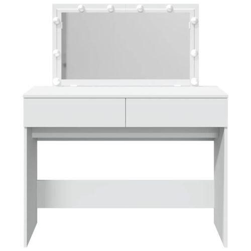 Тоалетка с LED, бяла, 100x40x120 см