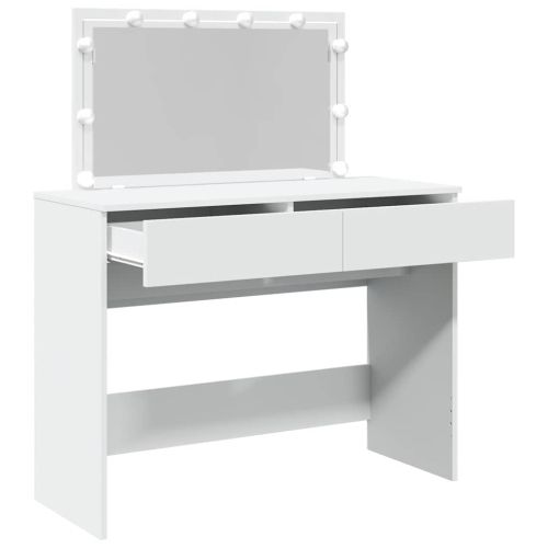 Тоалетка с LED, бяла, 100x40x120 см