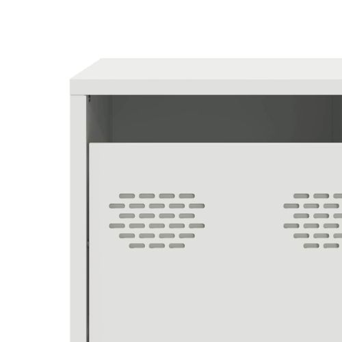 ТВ шкаф, бял, 135x39x43,5 см, студеновалцувана стомана