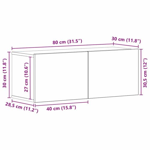 ТВ шкаф Черния дъб 80 x 30 x 30 см Инженерно дърво