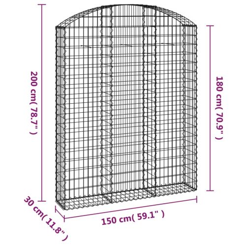 Дъговидна габионна кошница 150x30x180/200 см поцинковано желязо