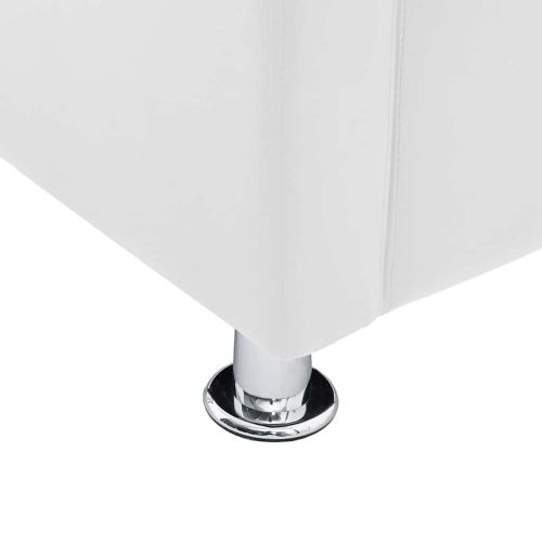 Фотьойл с кубична форма, бял, изкуствена кожа