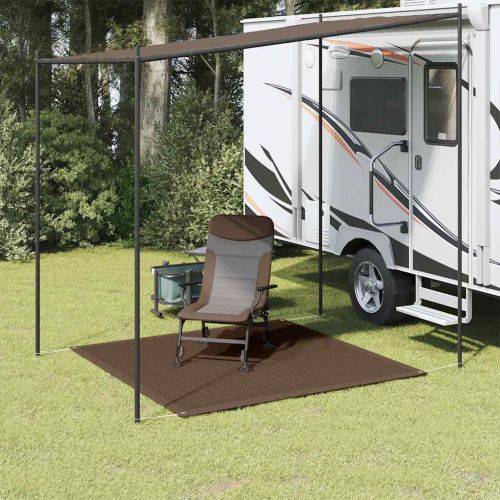 Килим за палатка, 250x250 см, кафяв