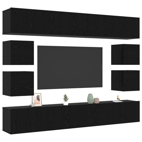 Комплект ТВ шкаф 8 pcs Черния дъб Инженерно дърво