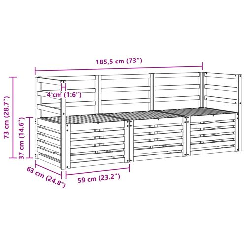 Комплекти дивани 3 pcs Естествен Солидно акациево дърво