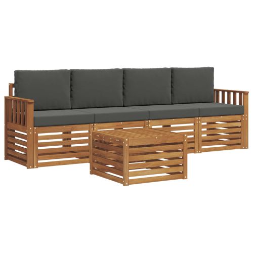 Комплекти дивани Натурален и Антрацит Солидно акациево дърво