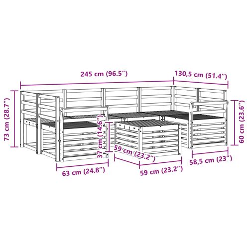 Комплекти дивани 7 pcs Естествен Солидно акациево дърво