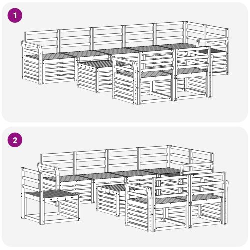 Комплекти дивани 9 pcs Естествен Солидно акациево дърво