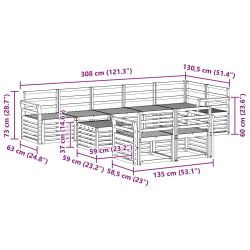 Комплекти дивани 9 pcs Естествен Солидно акациево дърво