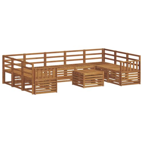 Комплекти дивани 10 pcs Естествен Солидно акациево дърво