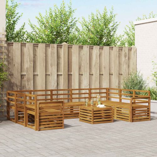 Комплекти дивани 10 pcs Естествен Солидно акациево дърво