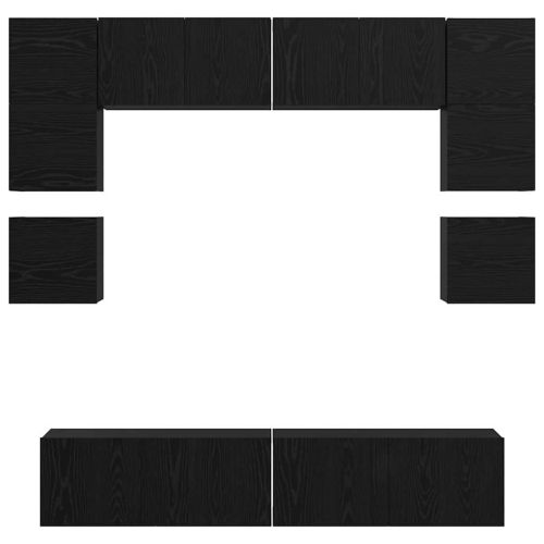 Комплект ТВ шкаф 8 pcs Черния дъб Инженерно дърво
