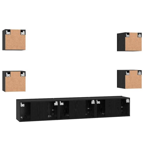 Комплект ТВ шкаф 7 pcs Черния дъб Инженерно дърво