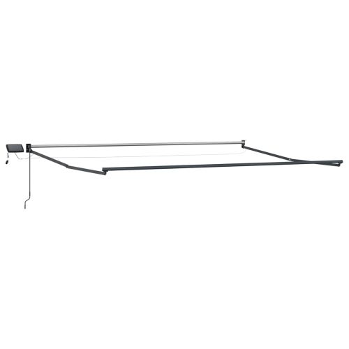 Ръчен изтеглящ сенник с LED светлини Червено и бяло 4 × 3 m