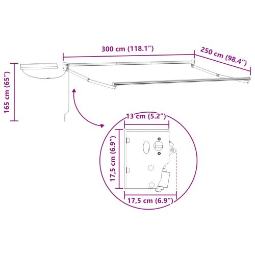 Електрически разтегателен навес Канелено червено 3 x 2,5 m