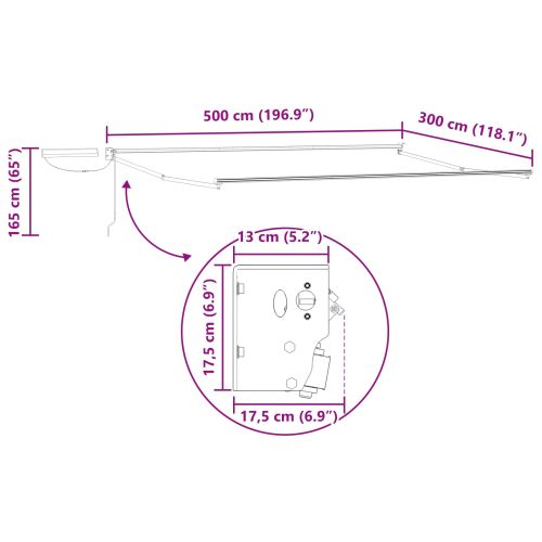 Електрически разтегателен навес Синьо и бяло 5 x 3 m